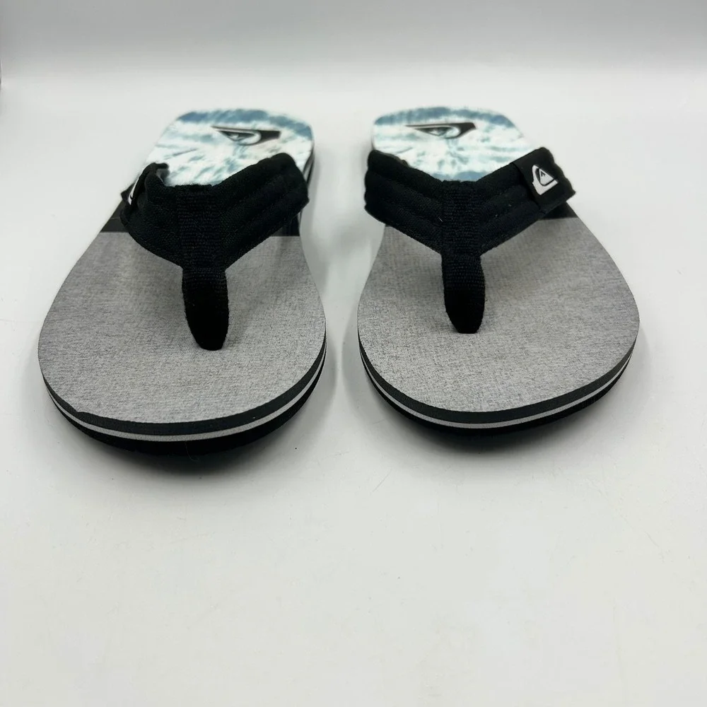 Quiksilver Flip Flops Grey Blue Tie Dye Mens Sandals Size 12
